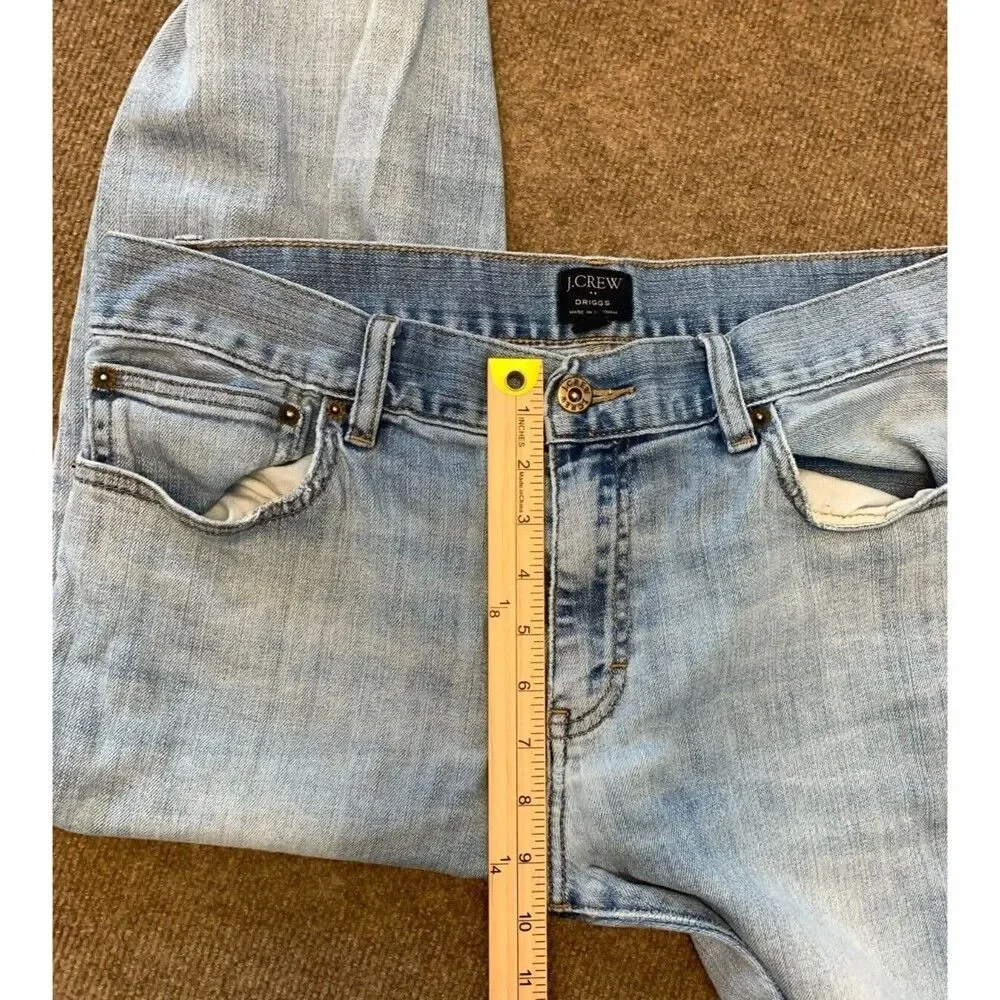 J Crew Driggs Jeans Mens 33X32 Straight Leg Slim Fit Stretch Distressed Denim